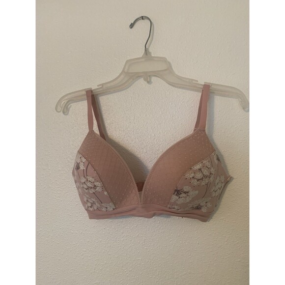 34C ANNE KLEIN Womens Pink Floral Adjustable Demi Bra - Picture 1 of 5